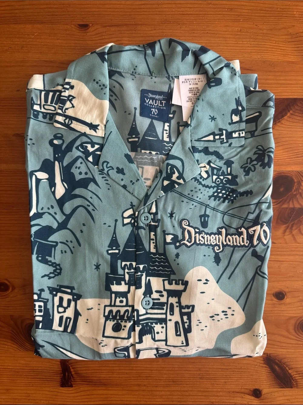 Disney Disneyland Vault 70th Anniversary Map Design Button Down Tee Shirt